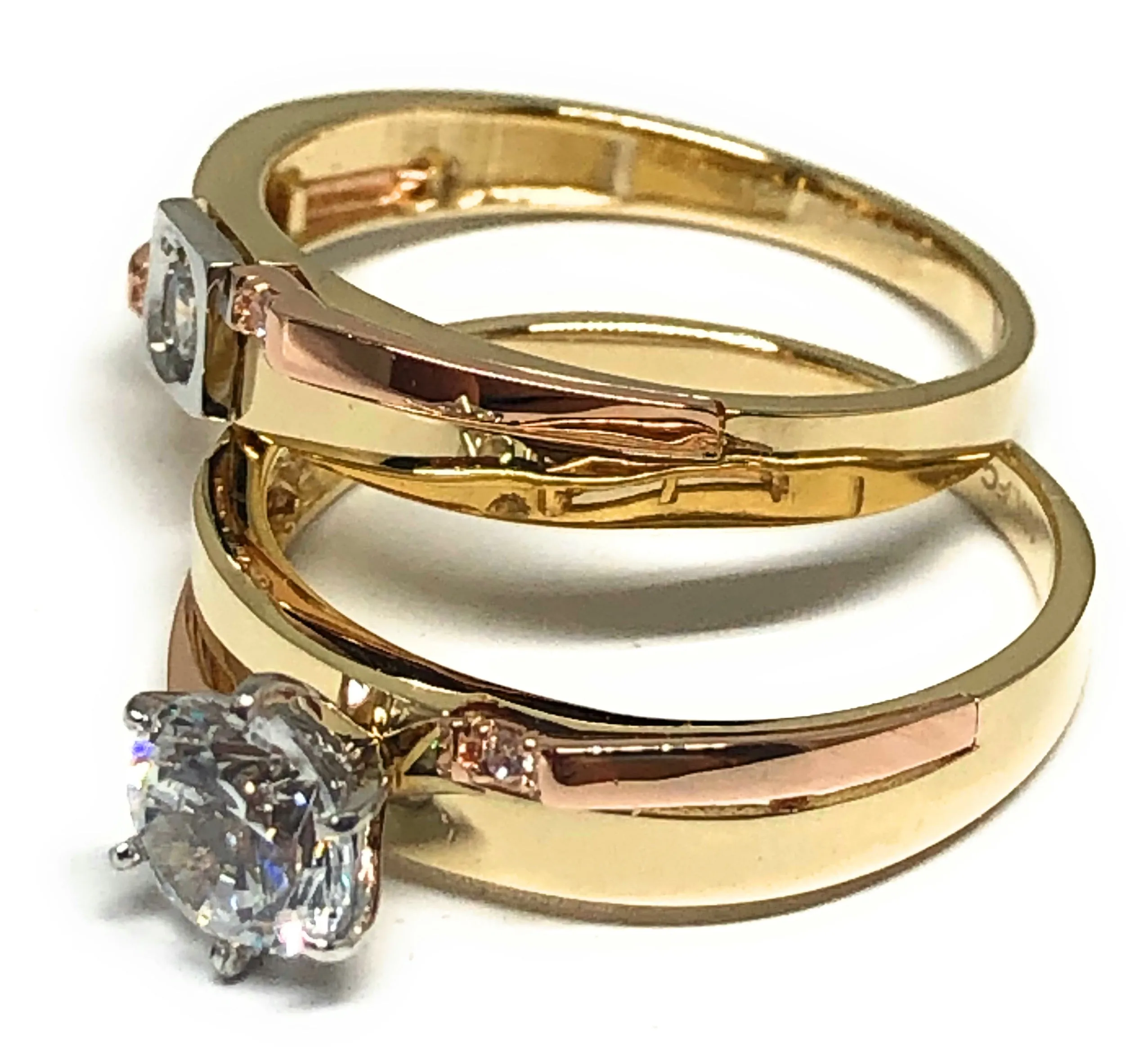 10k Solid Gold Yellow Gold CZ Engagement Set Ring (FC 100)