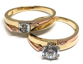 10k Solid Gold Yellow Gold CZ Engagement Set Ring (FC 100)