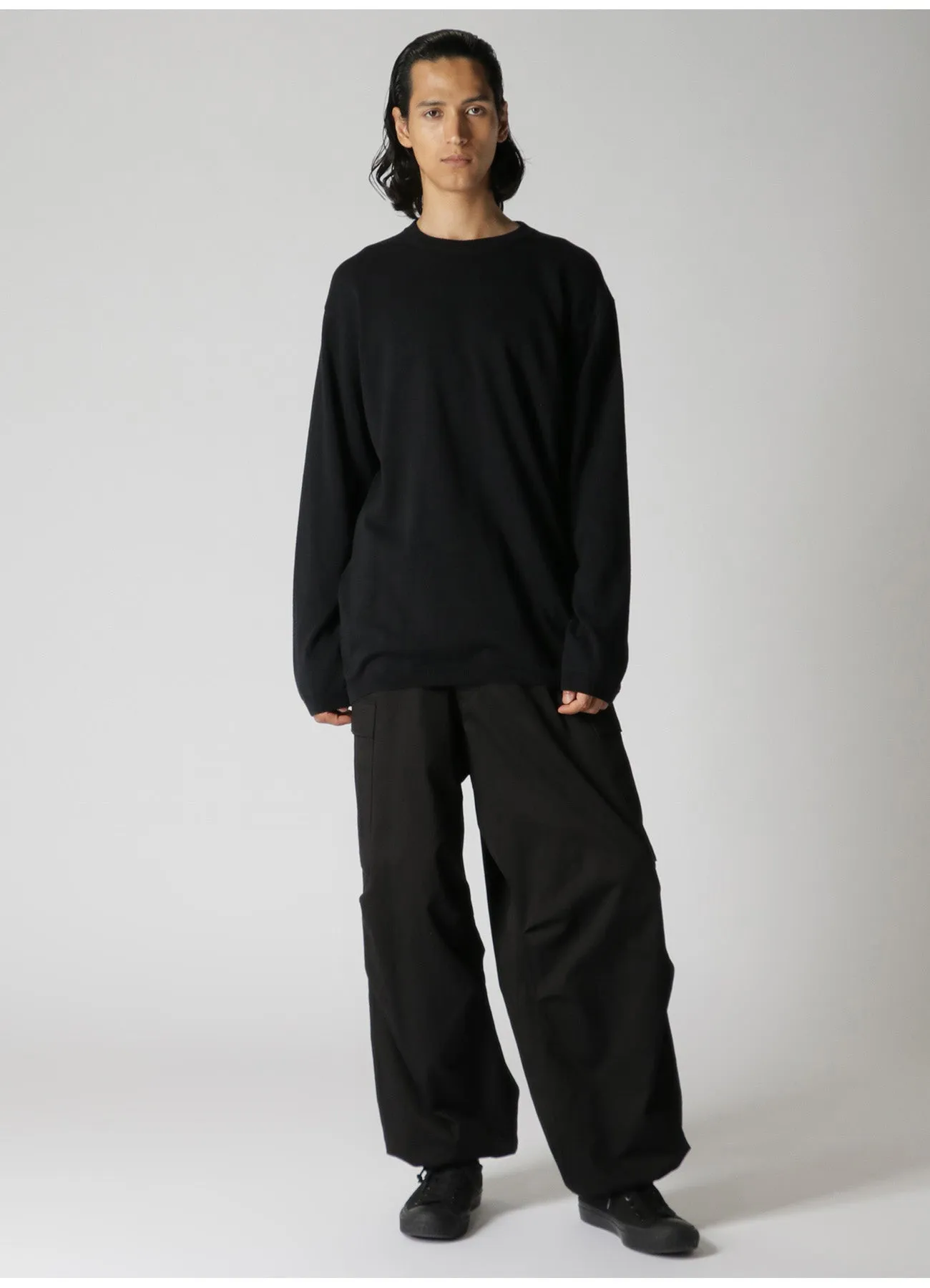 12G PLAIN STITCH ROUND-NECK LONG-SLEEVED KNIT