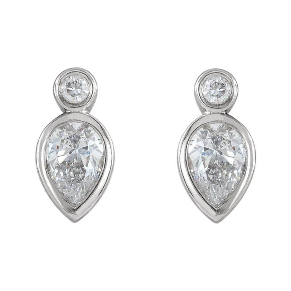 1/3 CTW Pear Diamond Bezel Set Stud Earrings