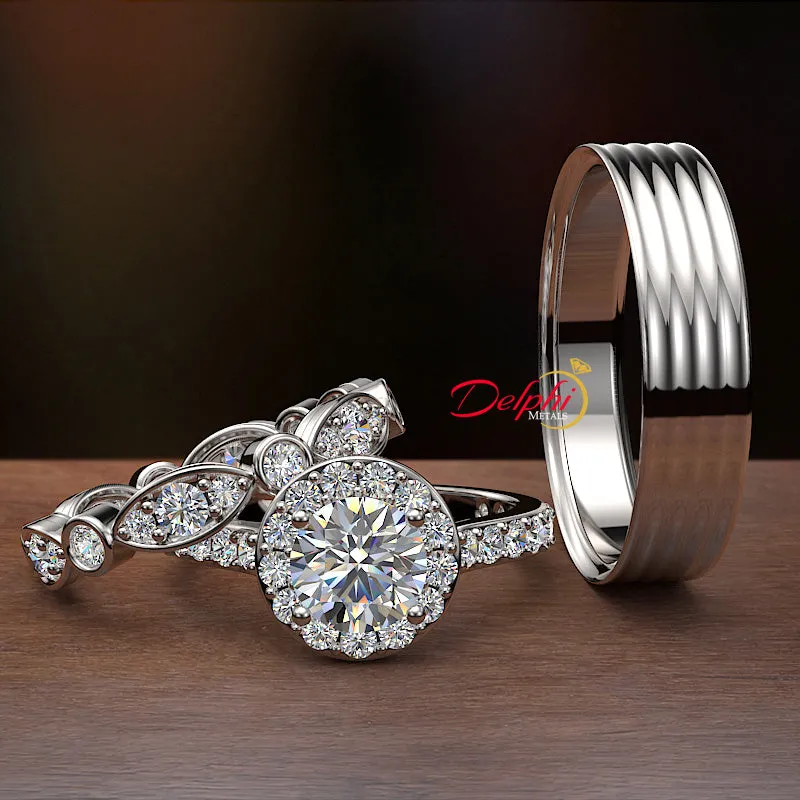 1.4 carat Diamond Wedding Ring Set with Gold Band - 01US42A