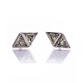 1/4 CTW Geometric Triangle Diamond Bezel Set 2-Stone Stud Earrings