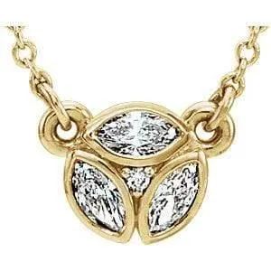 1/4CTW Marquise Diamond Bezel Set Cluster Pendant Necklace