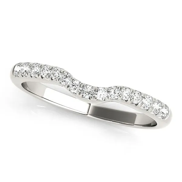 14k White Gold Pave Set Curved Diamond Wedding Band (1/5 cttw)-rxd77229y28bt