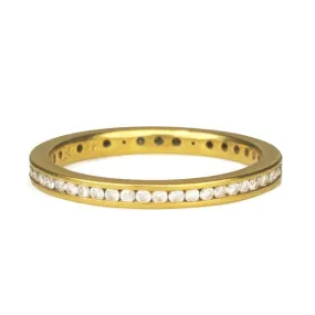 18K Gold and Channel-Set Diamond Ring