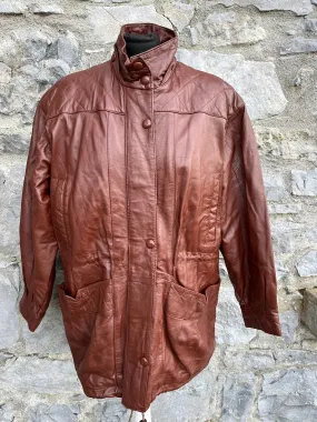 1980s brown leather jacket size 14 UK.