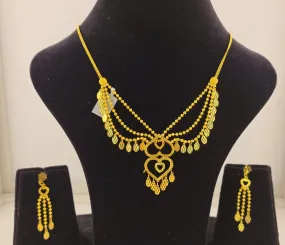 22k Solid Gold Designer Filigree Necklace Set LS1431