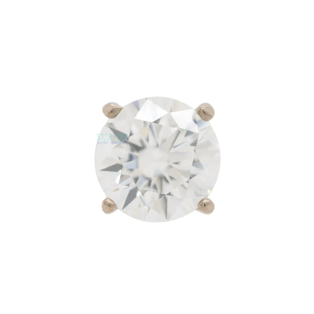 2.5mm Tiffany Prong-Set Brilliant-Cut Gem Threaded End in White Gold