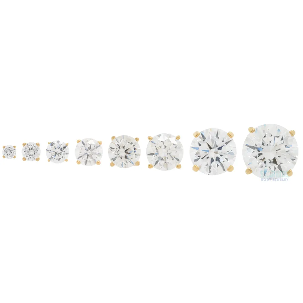 3.5mm Tiffany Prong-Set Brilliant-Cut Gem Threaded End in Yellow Gold