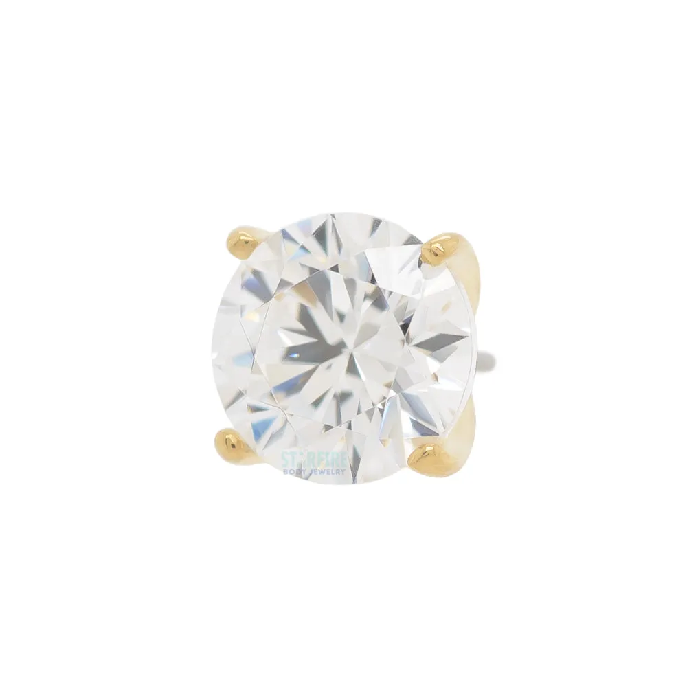 3.5mm Tiffany Prong-Set Brilliant-Cut Gem Threaded End in Yellow Gold