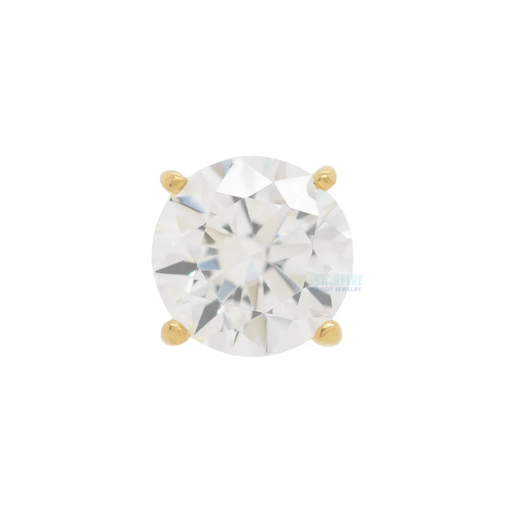 3.5mm Tiffany Prong-Set Brilliant-Cut Gem Threaded End in Yellow Gold