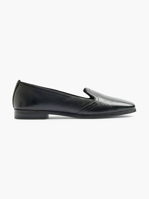 5th Avenue  Black Leather Flat Loafer