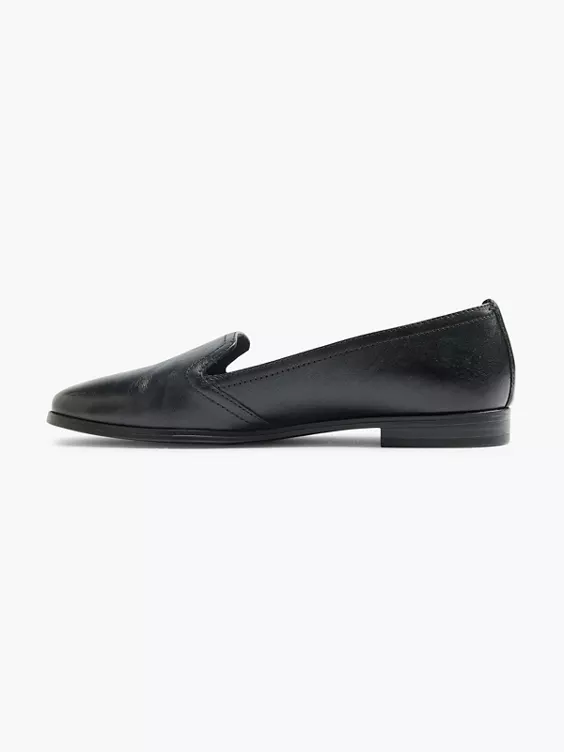 5th Avenue  Black Leather Flat Loafer