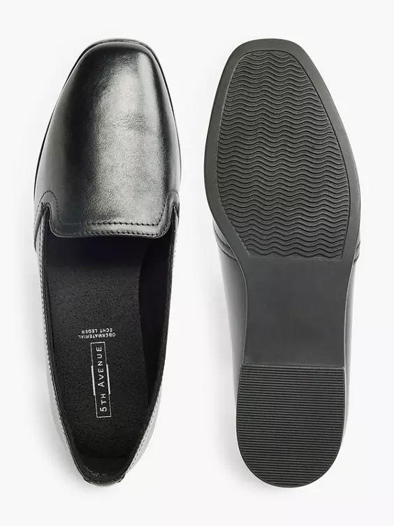 5th Avenue  Black Leather Flat Loafer