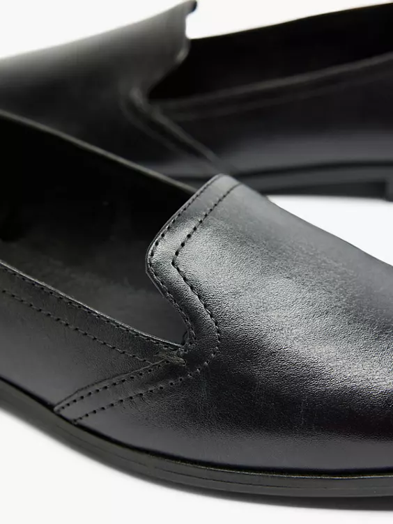 5th Avenue  Black Leather Flat Loafer