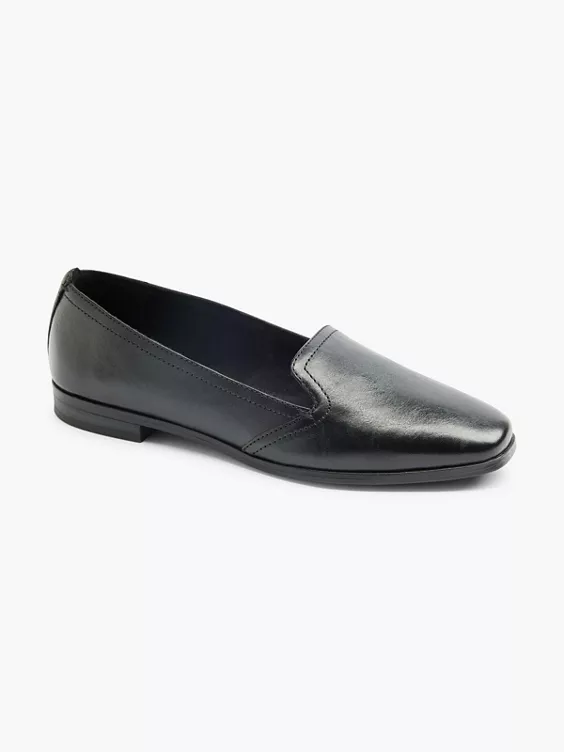 5th Avenue  Black Leather Flat Loafer