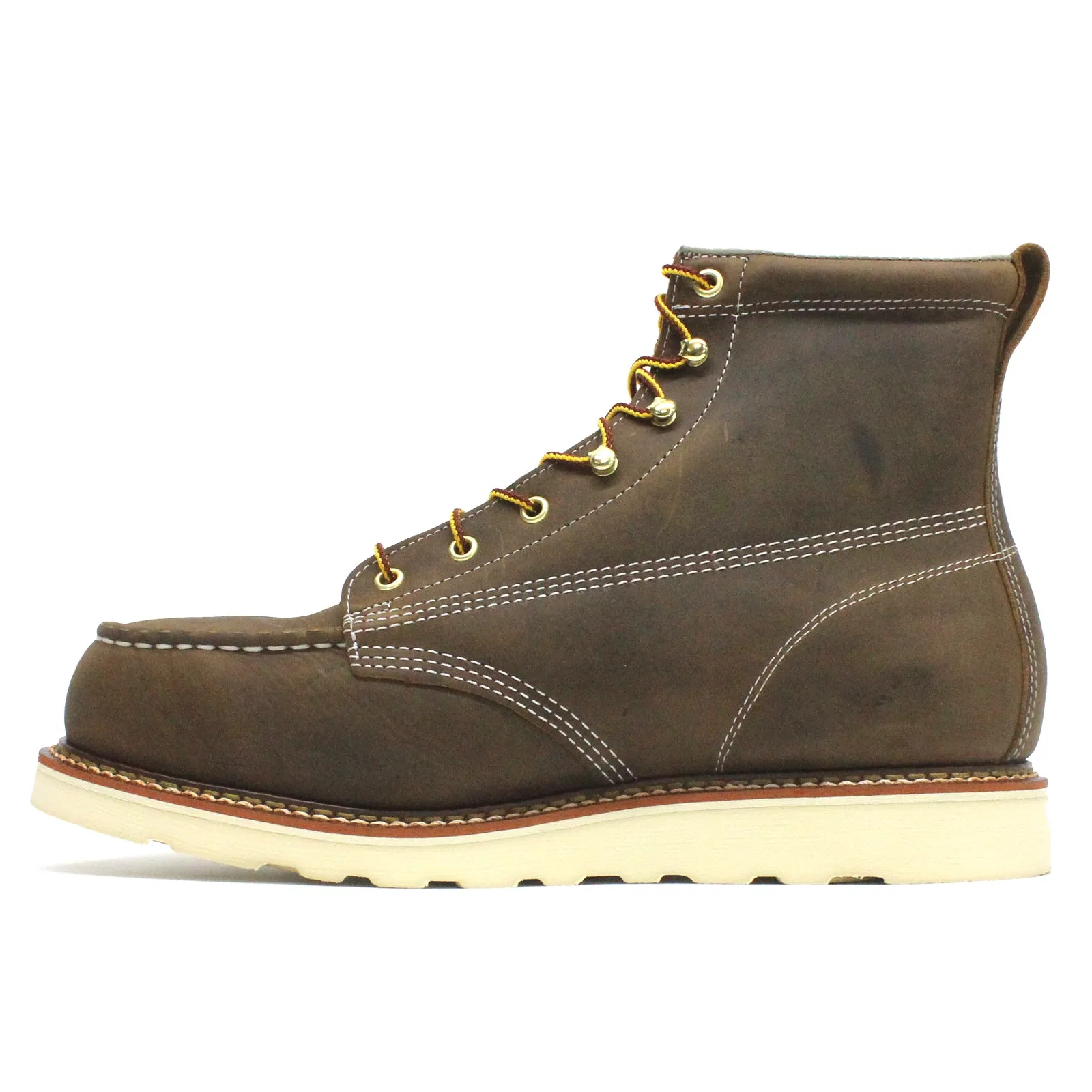 6 Inch Moc Toe Safety Toe Leather Men's Ankle Boots - UK 8.5 - US 9.5 Men - EU 42.5