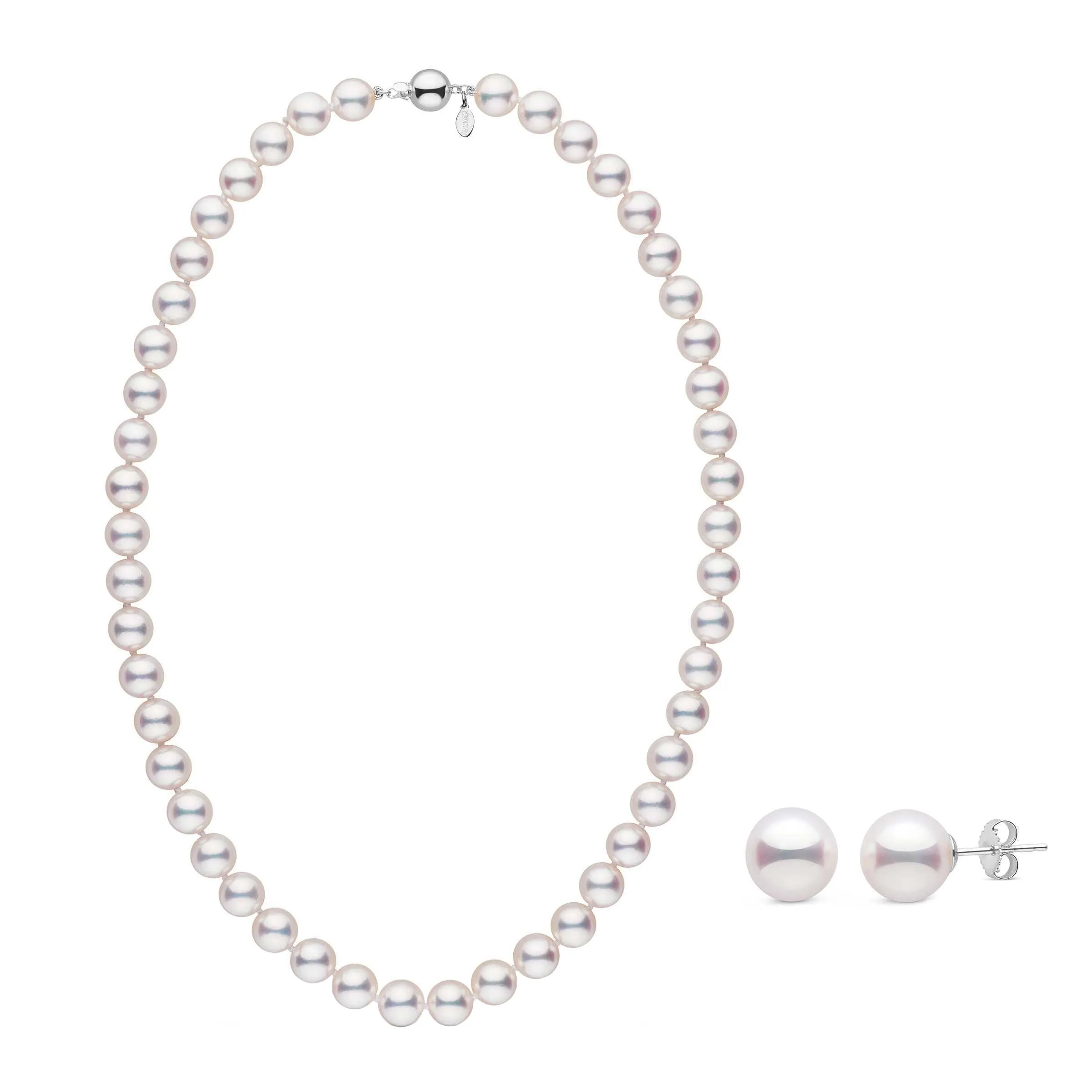 9.0-9.5 mm White Hanadama Akoya Pearl Set