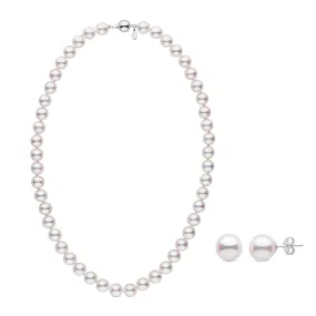 9.0-9.5 mm White Hanadama Akoya Pearl Set