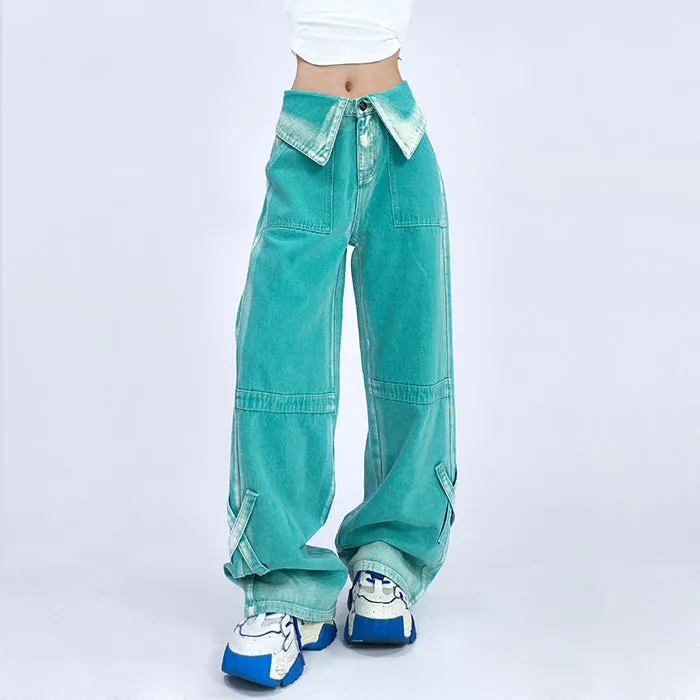 90's Kids Collar Wide Leg Jeans