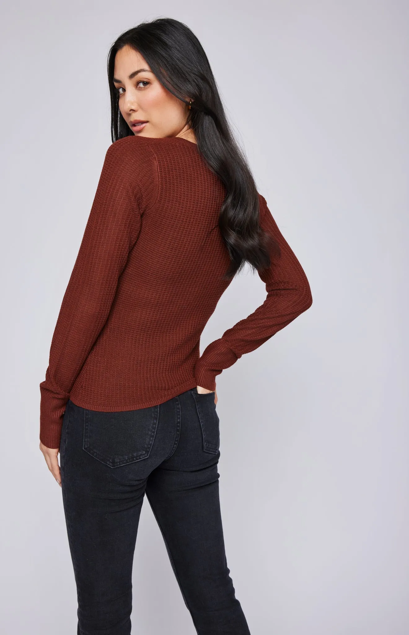 Abigail Waffle Knit Pullover Top