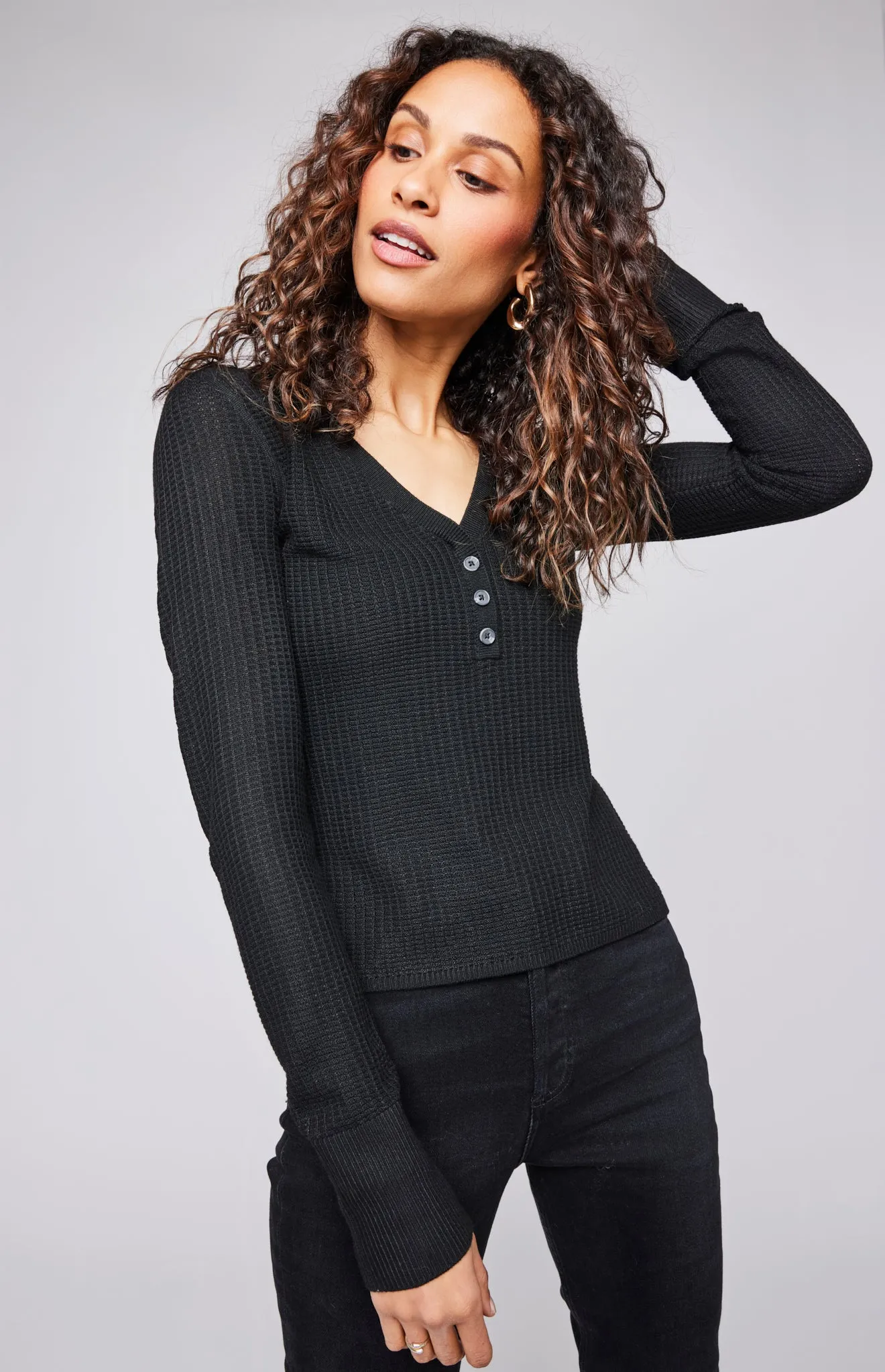 Abigail Waffle Knit Pullover Top