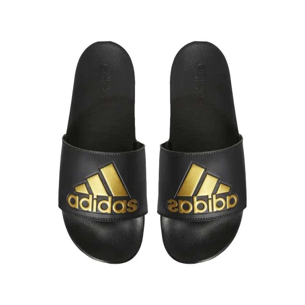 Adidas Men's Adilette Comfort Black Gold Slides.