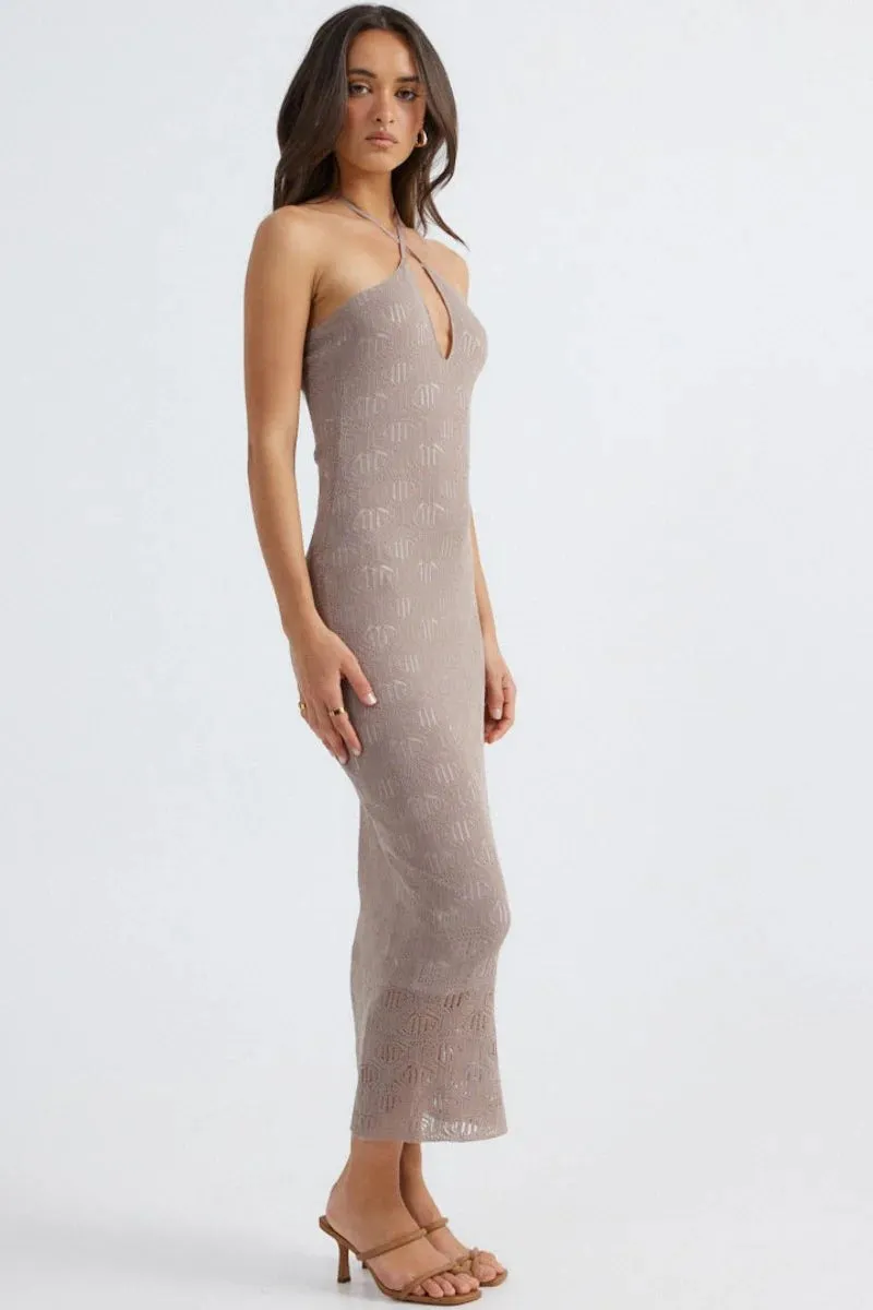 Mocha Aelia Halterneck Dress