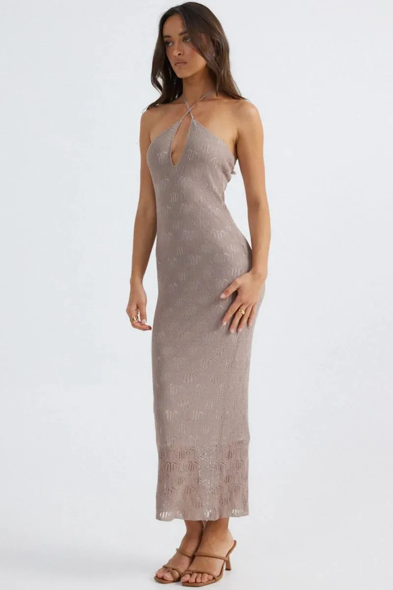 Mocha Aelia Halterneck Dress