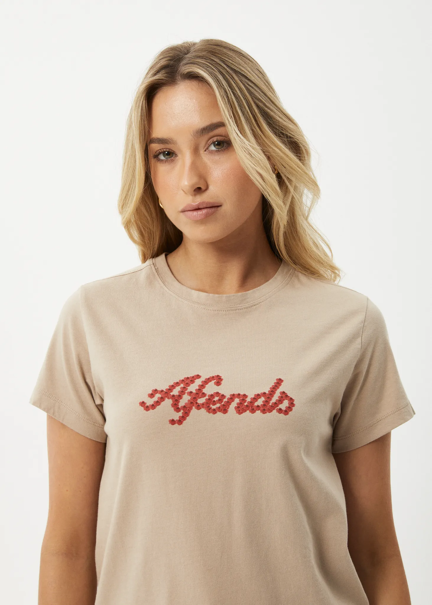 Womens Garden Buds Classic T-Shirt - Taupe by AFENDS