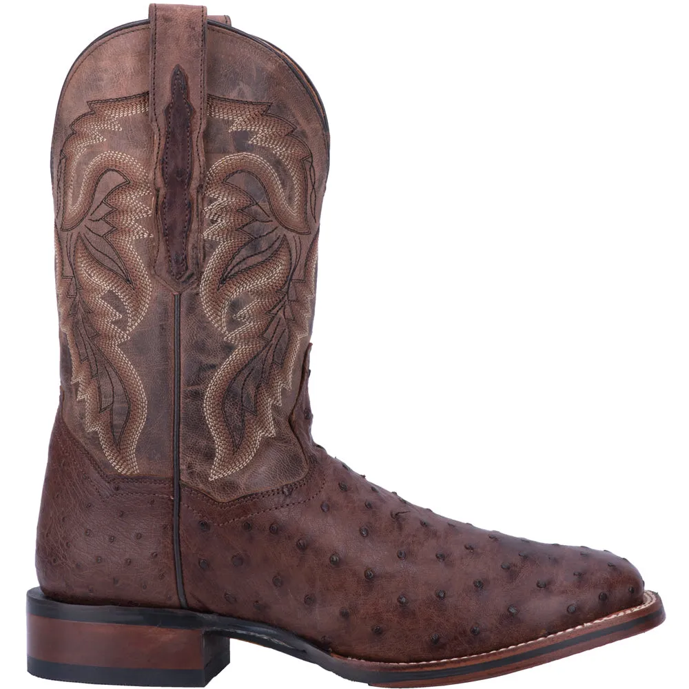 Alamosa Ostrich Embroidered Square Toe Cowboy Boots