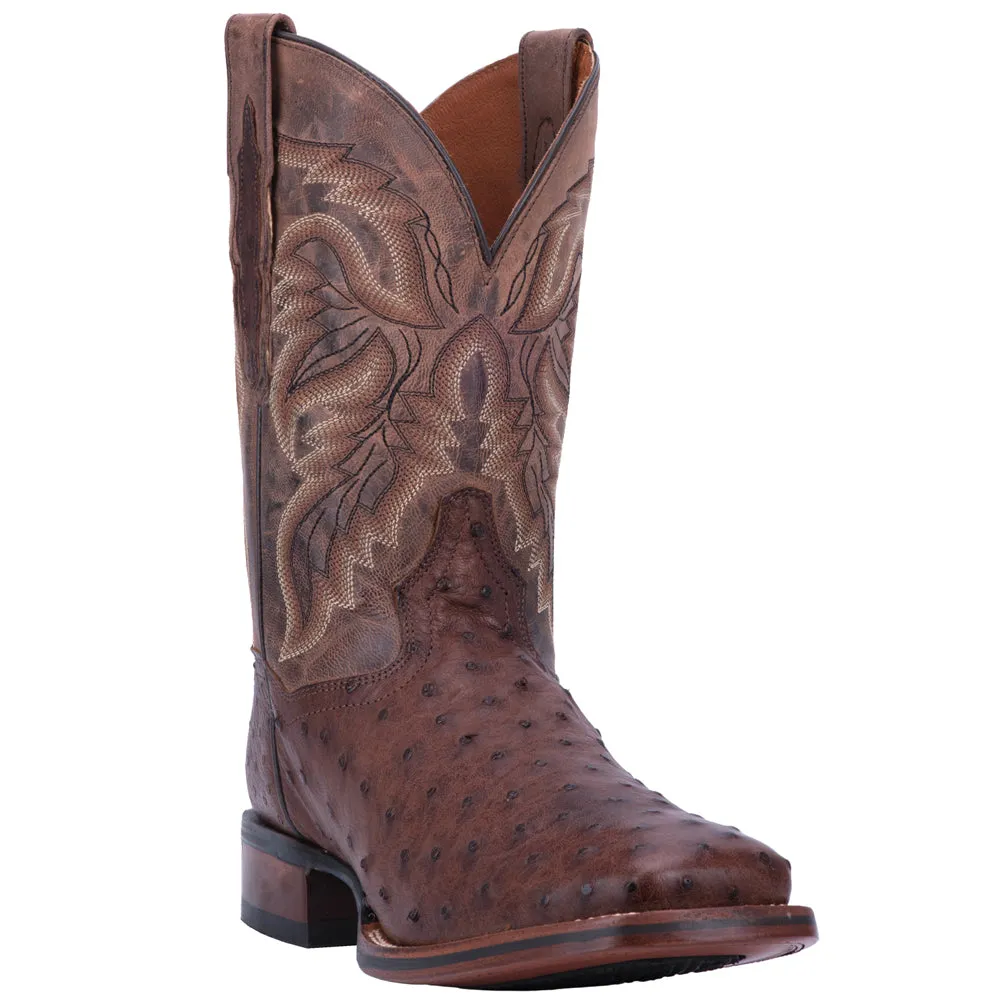 Alamosa Ostrich Embroidered Square Toe Cowboy Boots