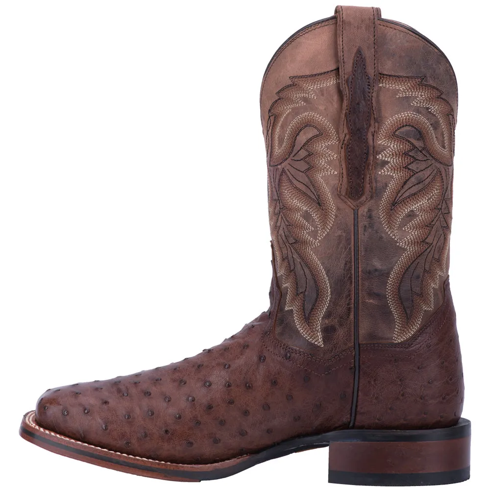 Alamosa Ostrich Embroidered Square Toe Cowboy Boots