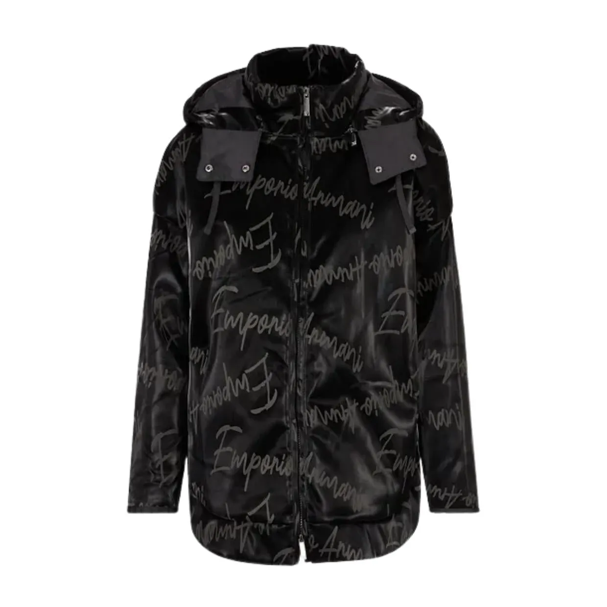 All-Over Logo Black Jacket by Emporio Armani