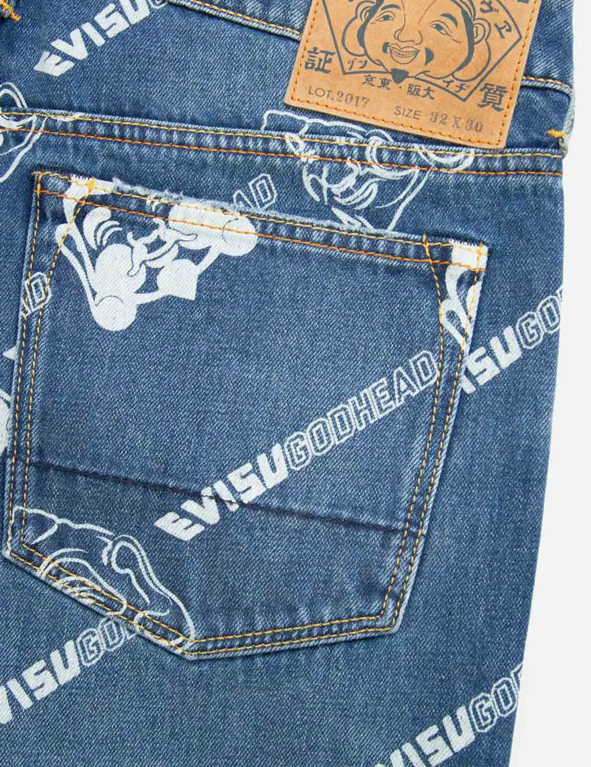 Allover Godhead and Logo Discharged  Print Carrot-Fit Jeans #2017