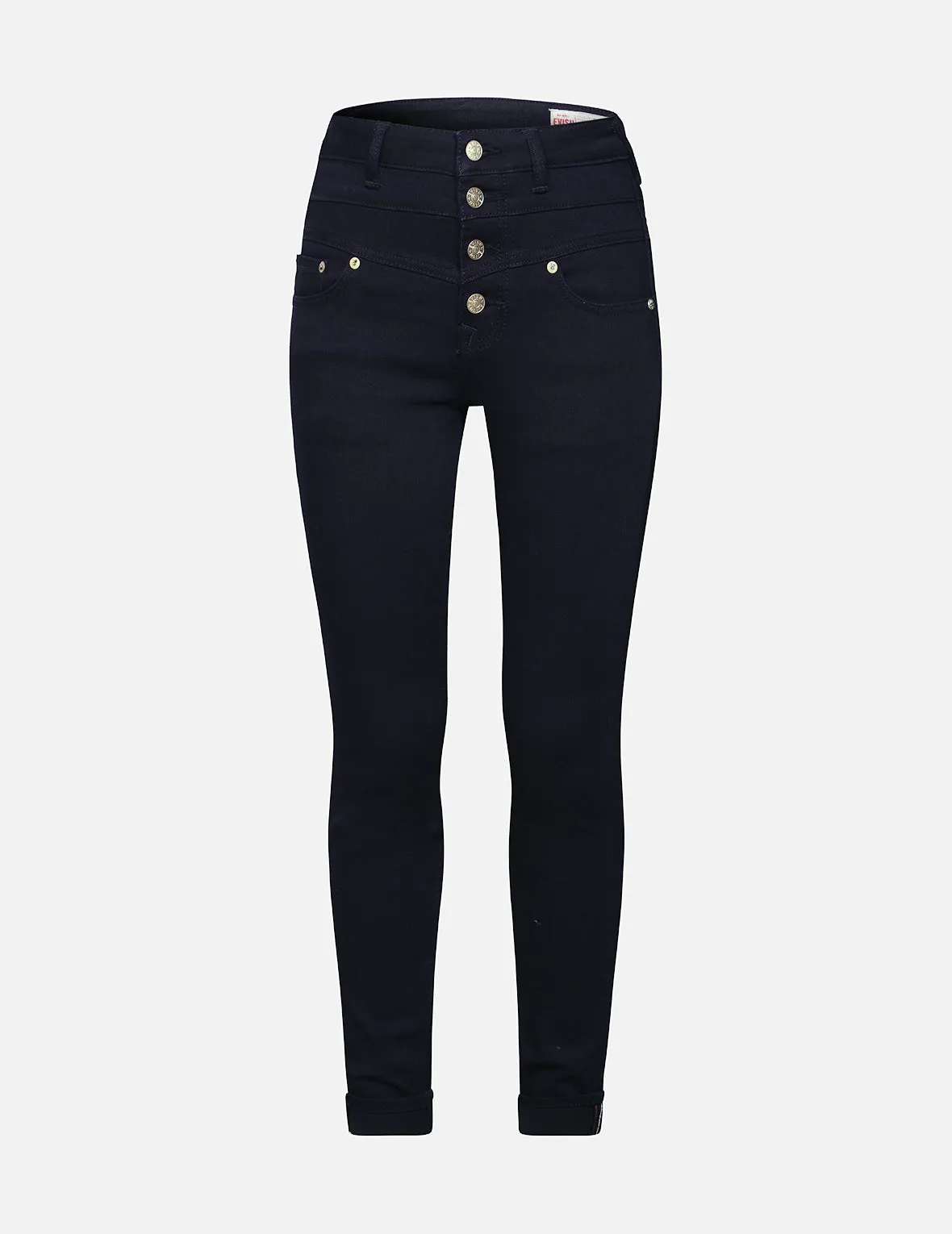 Allover Kamon and Logo-pattern Pocket High-waist Skinny Jeans