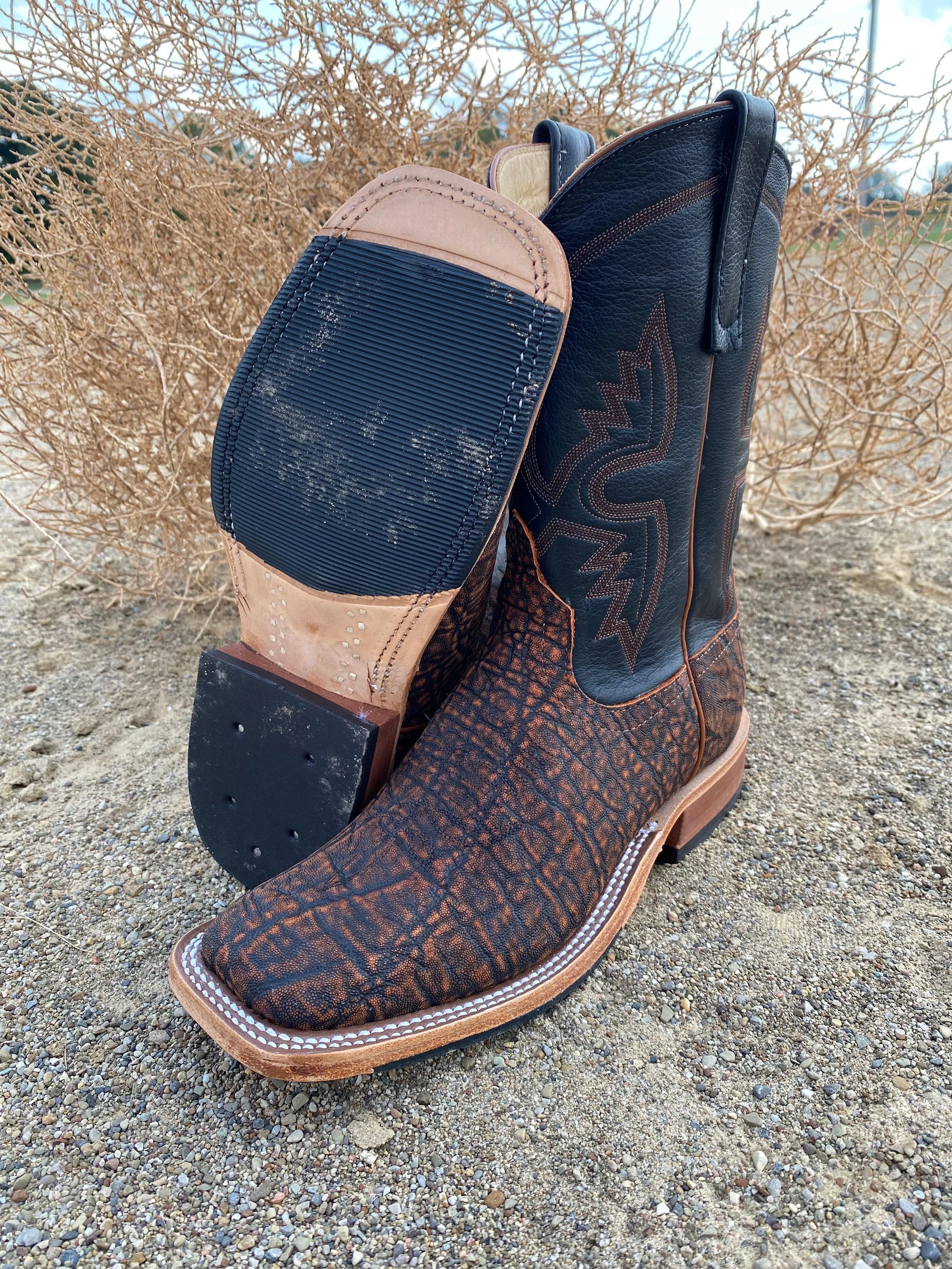 Anderson Bean Men's Rust Safari Elephant Square Toe Cowboy Boots