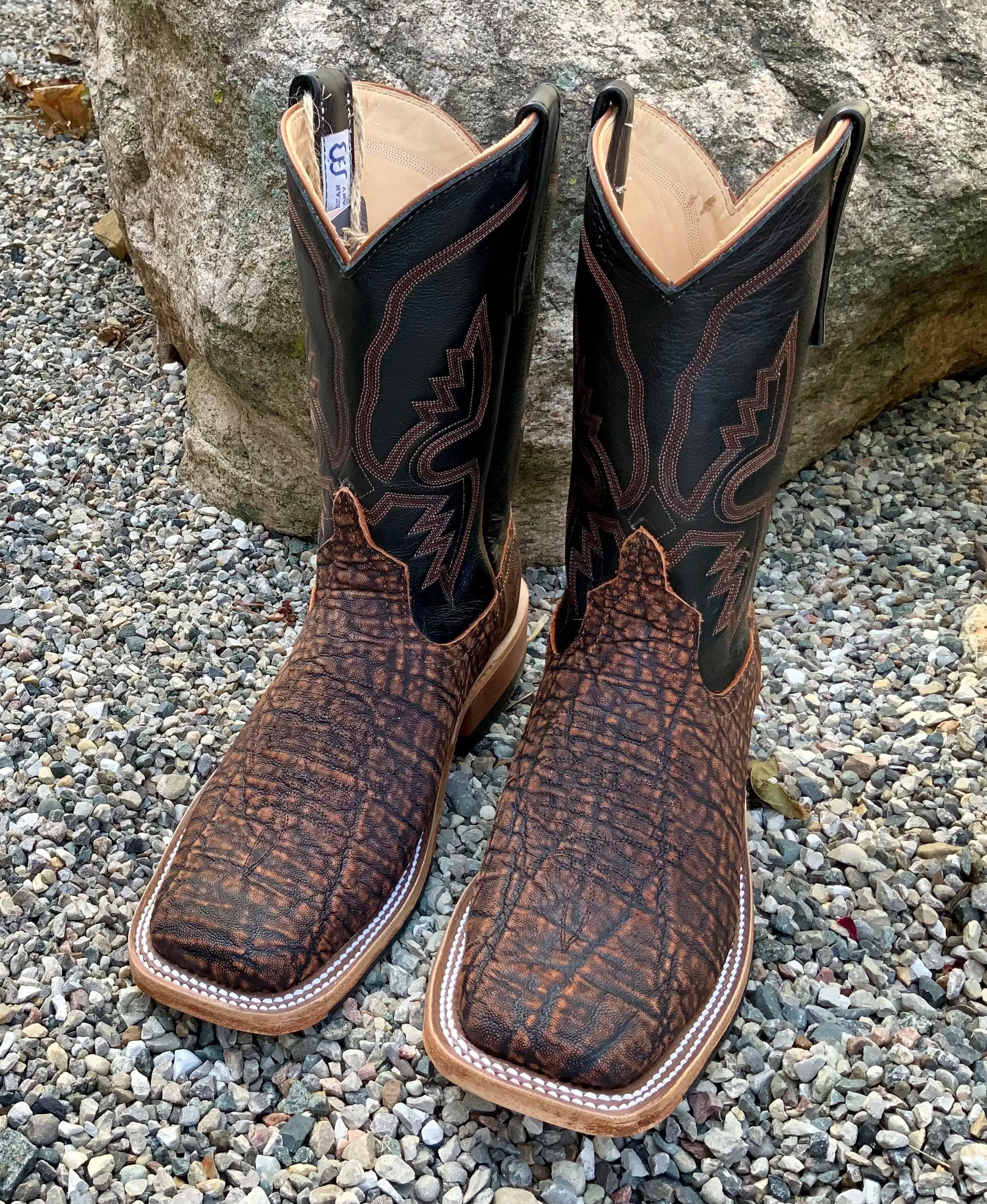 Anderson Bean Men's Rust Safari Elephant Square Toe Cowboy Boots