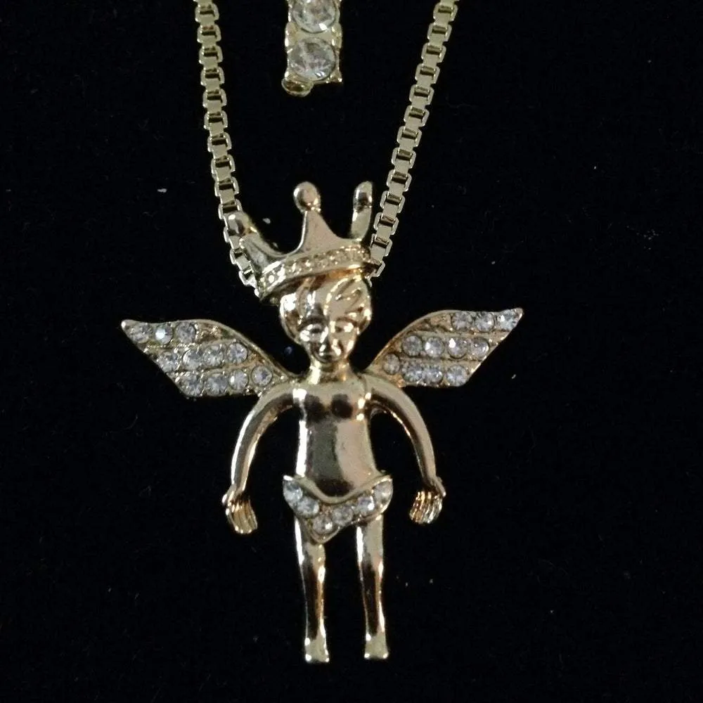 Angel with Crown / Bling Cross Set