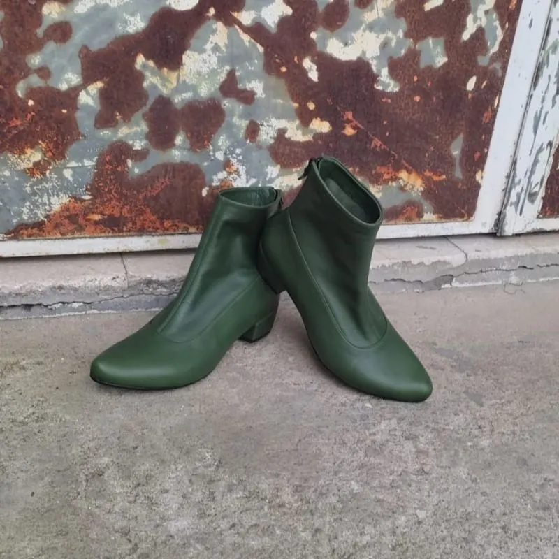 ARLINDA Grass | Green Leather Boots