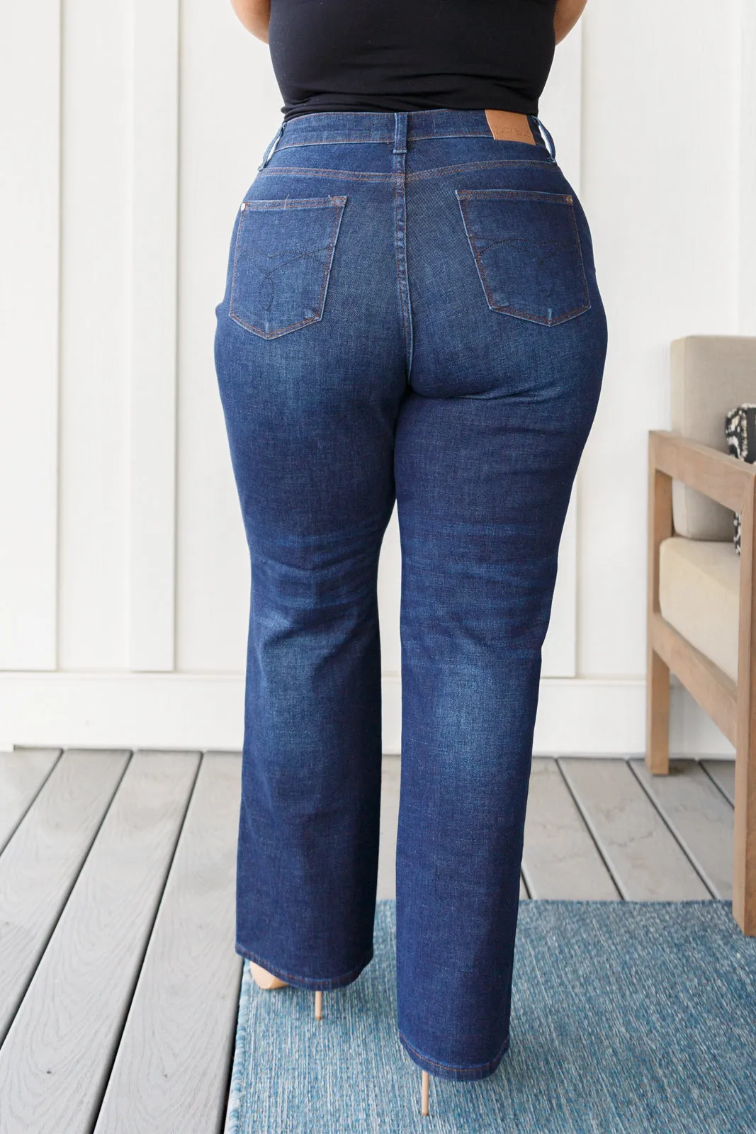 High Rise Button-Fly Straight Jeans