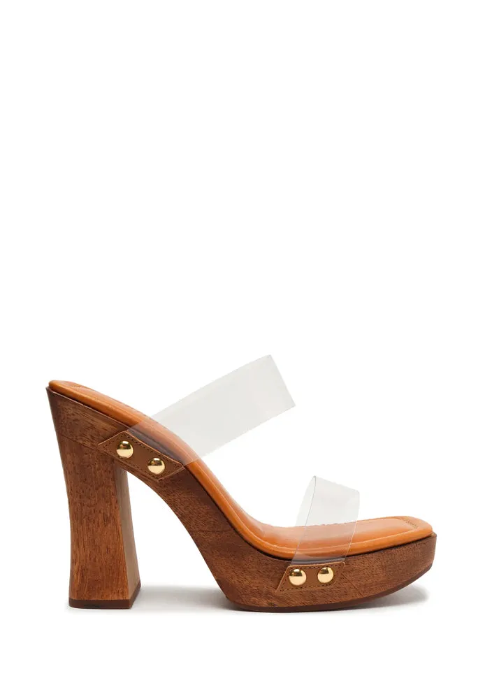 Aryana Vinyl Platform Sandals - Transparent