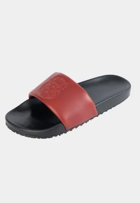 Ashluxe Emblem Leather slides Red