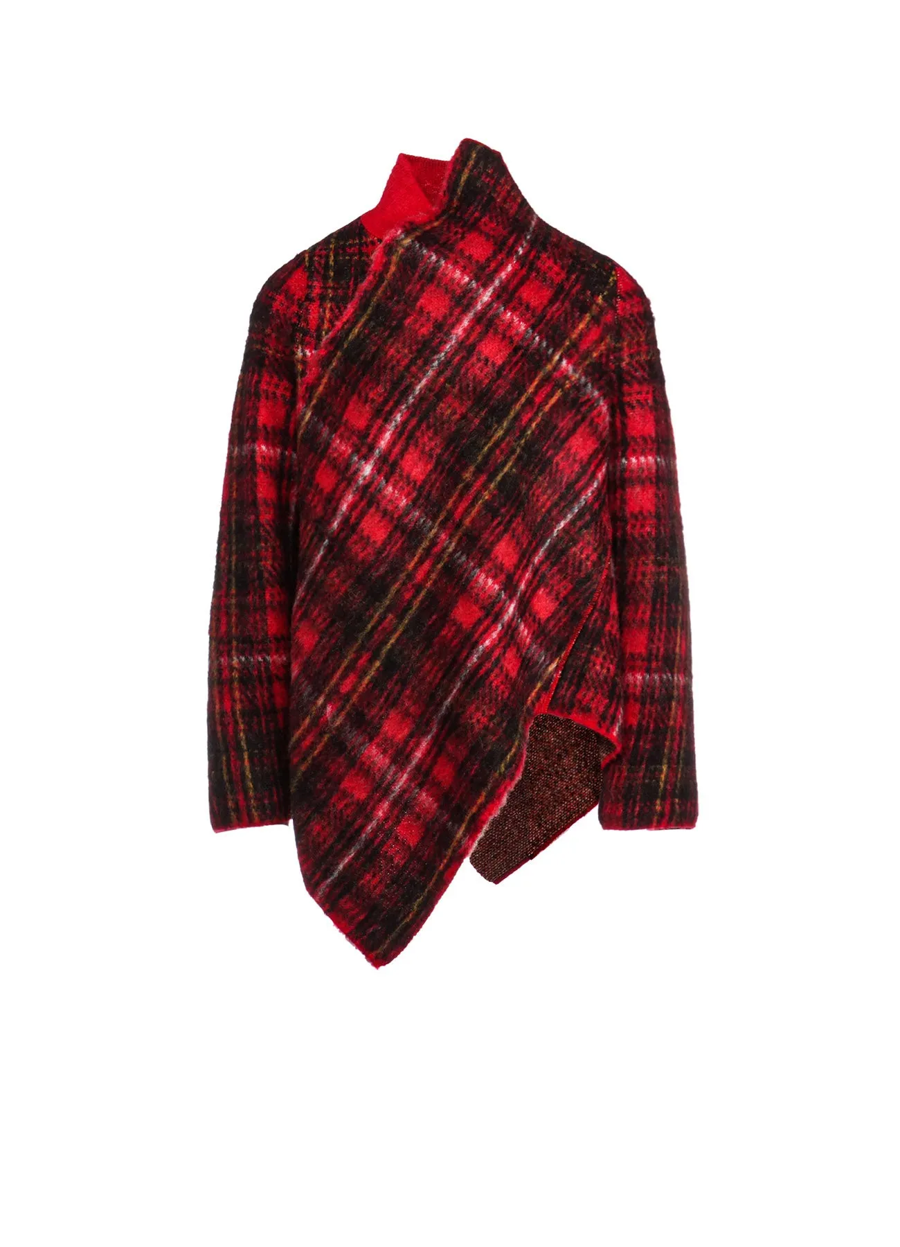 ASYMMETRIC TARTAN CHECK KNIT