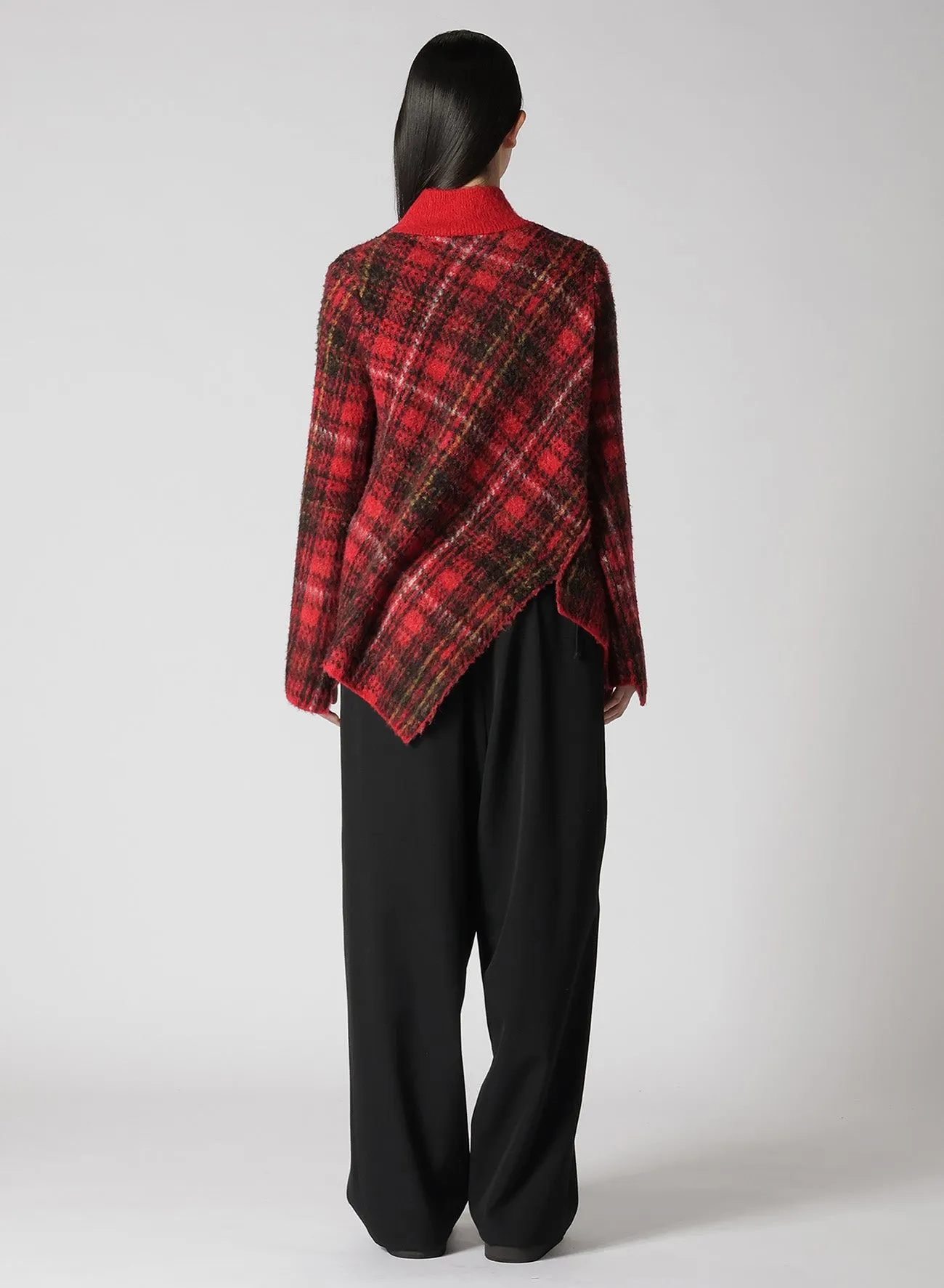 ASYMMETRIC TARTAN CHECK KNIT