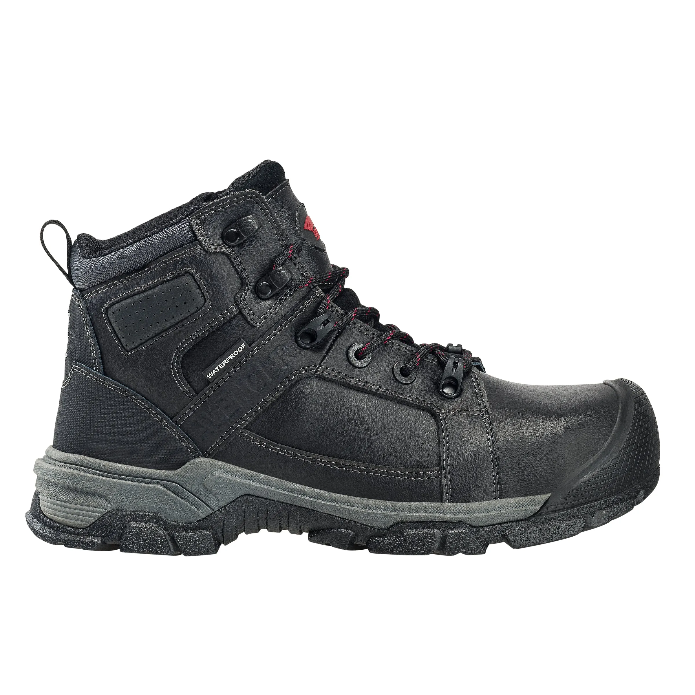 Avenger Men's Waterproof Round Toe Work Boot with Carbon Toe EH Protection and 6 Ripsaw Sole in Black