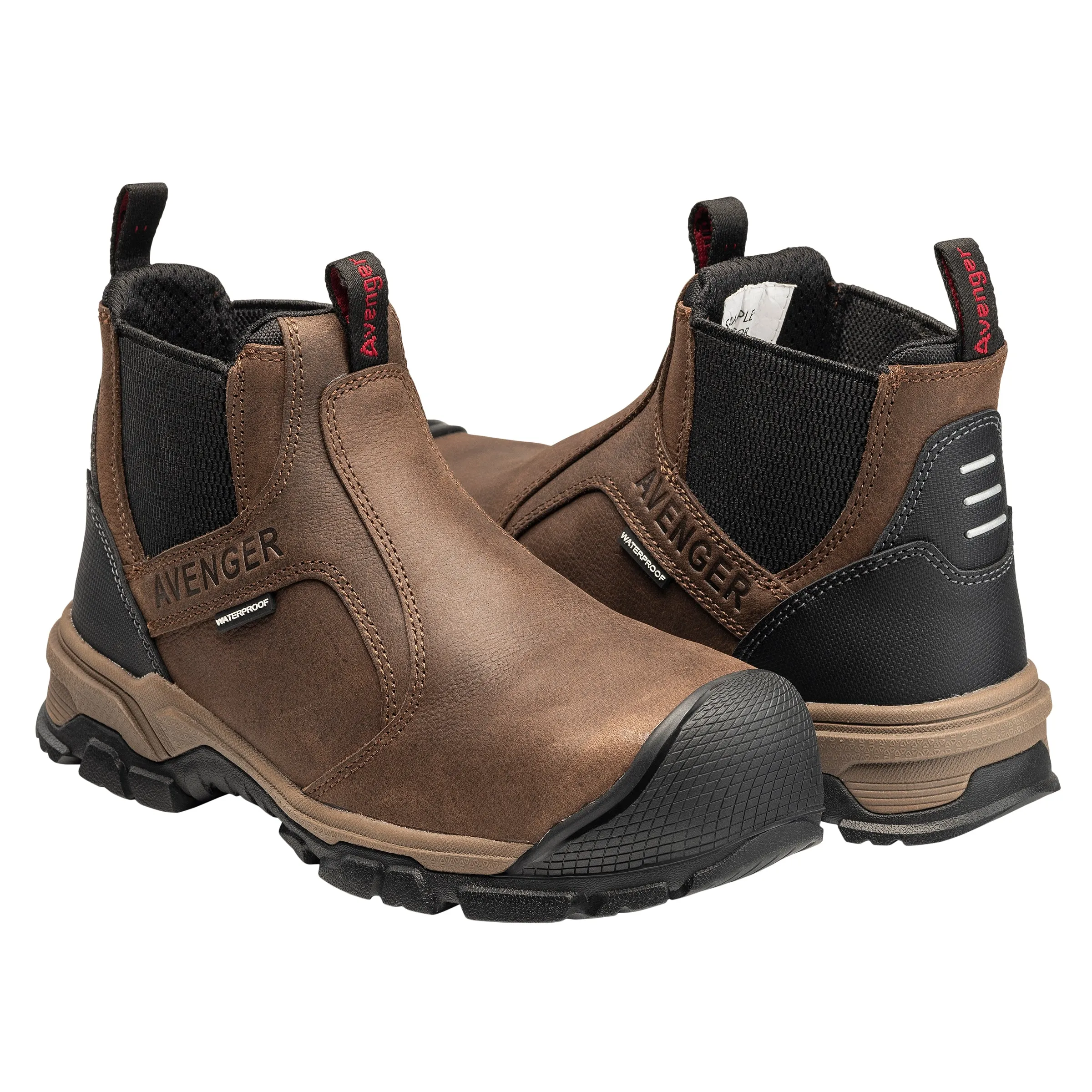 Avenger Ripsaw Brown Slip On Alloy Toe Work Shoe - Waterproof.