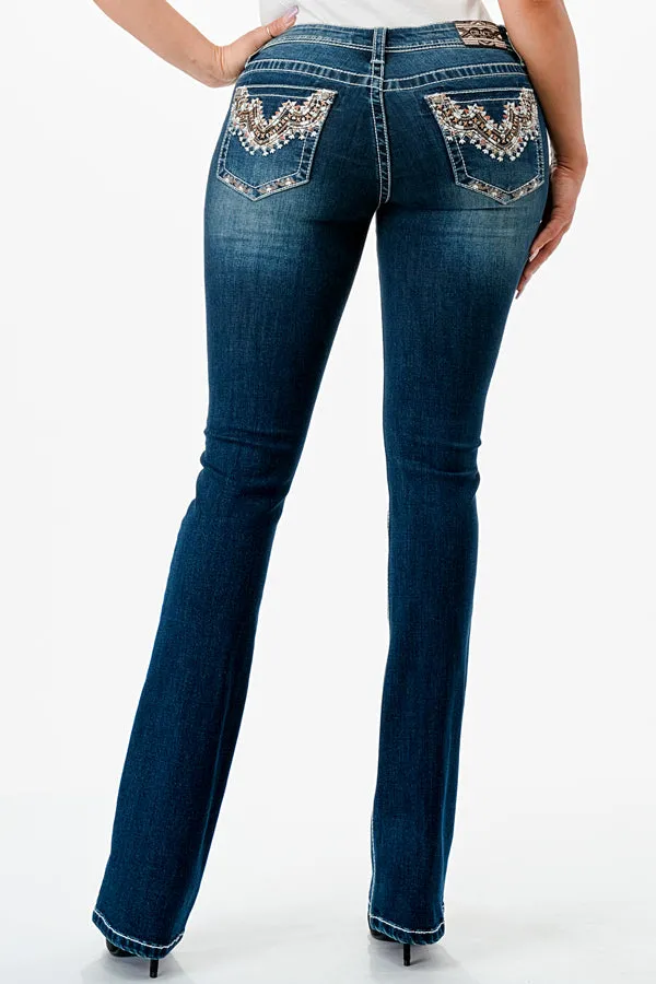 Aztec Mid Rise Bootcut Jeans