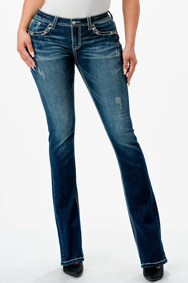 Aztec Mid Rise Bootcut Jeans