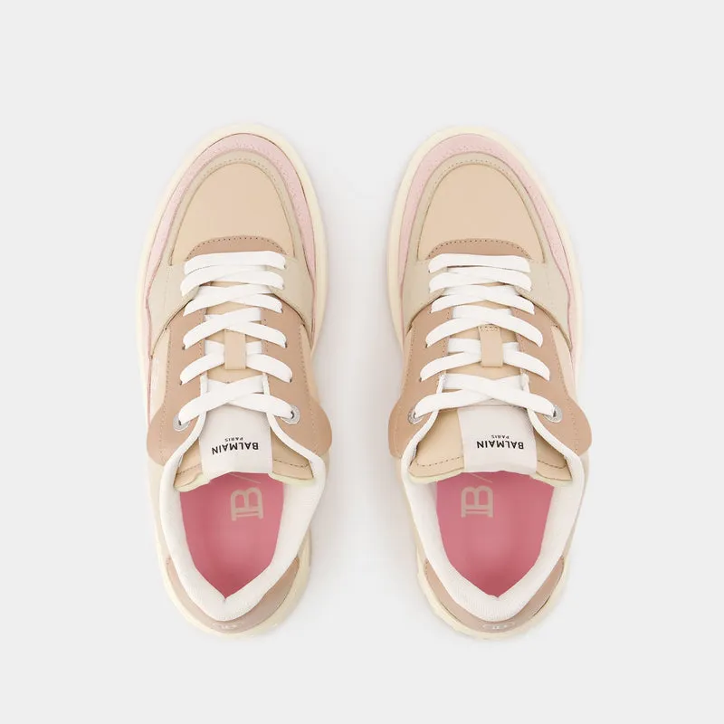 B-Court Flip Sneakers - Balmain - Leather - Light Pink